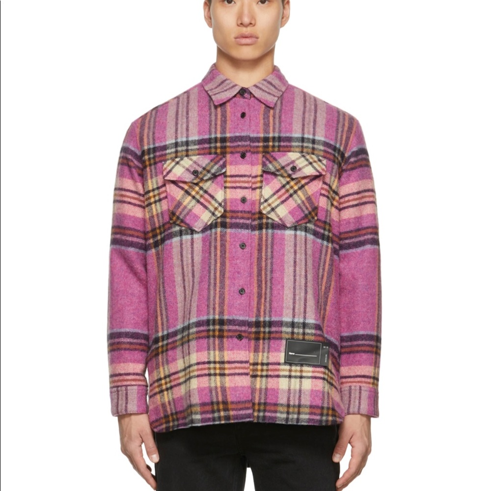 NWT We11 Done Pink Check Wool Flannel Shirt